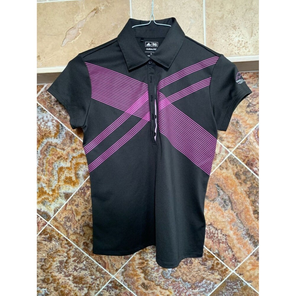PERFORMANCE GOLF | Adidas Climalite Black Purple Geometric Design Polo Size S